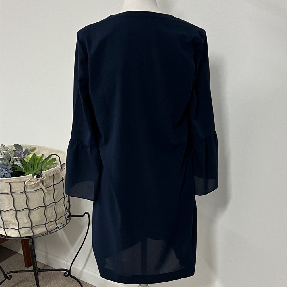 Elegant JCREW Navy Blue Women's Bell Sleeve Shift Dress - Picture 4 of 6